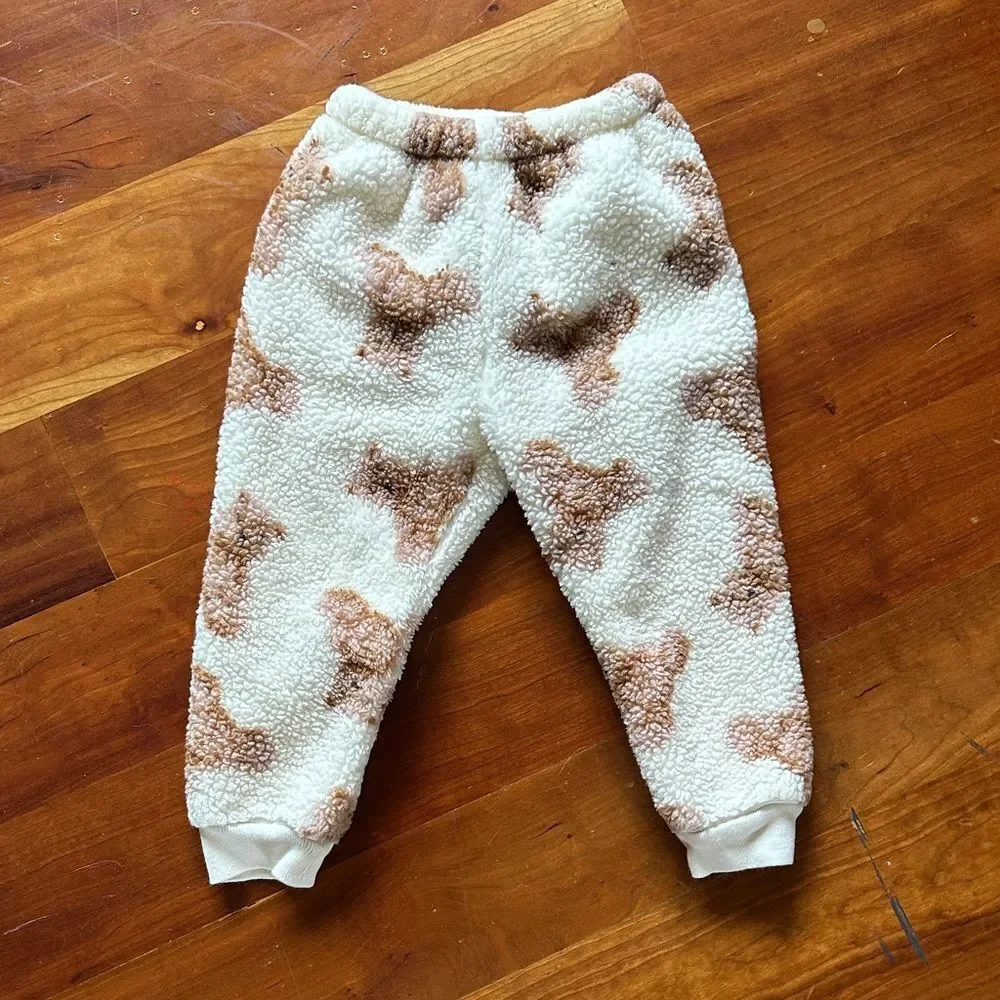 GAP Kids Cream and Brown Fleece Joggers